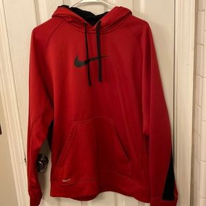 Mens Nike NikeFit Therma M hooded sweatshirt red black